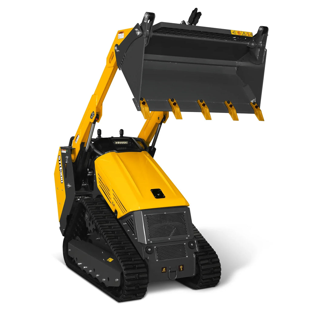 Mini Skid Steer Stand On Compact Track Loader ( 4 in 1 bucket included ) with 25HP KUBOTA D1105 Diesel Engine,  Common Industry Interface (CII),  CROBA  STL1000