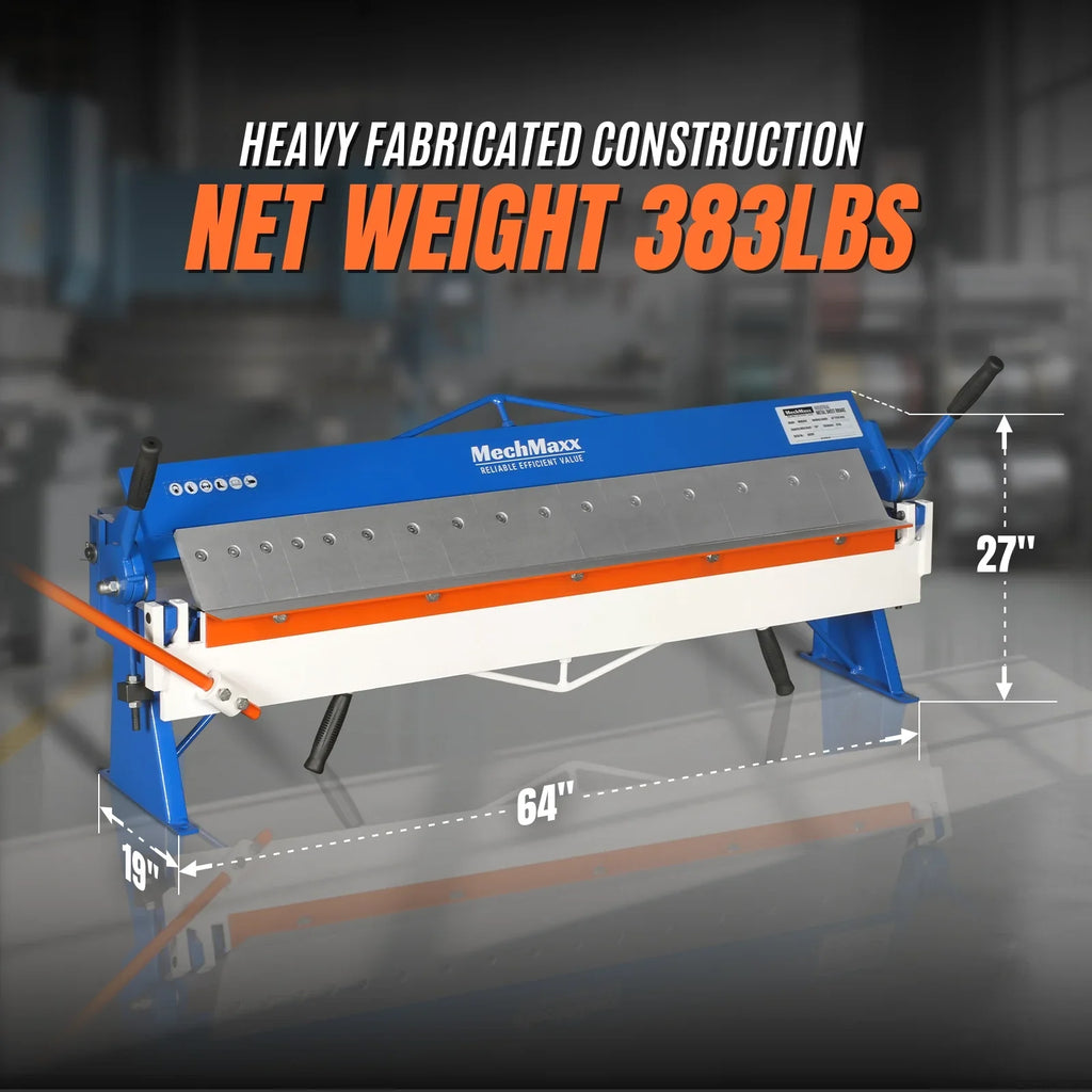 48" Manual Pan and Box Brake - 16 Gauge Mild Steel Capacity, 135° Bending Angle, 16 Precision Fingers, Durable Construction for Accurate Bends"