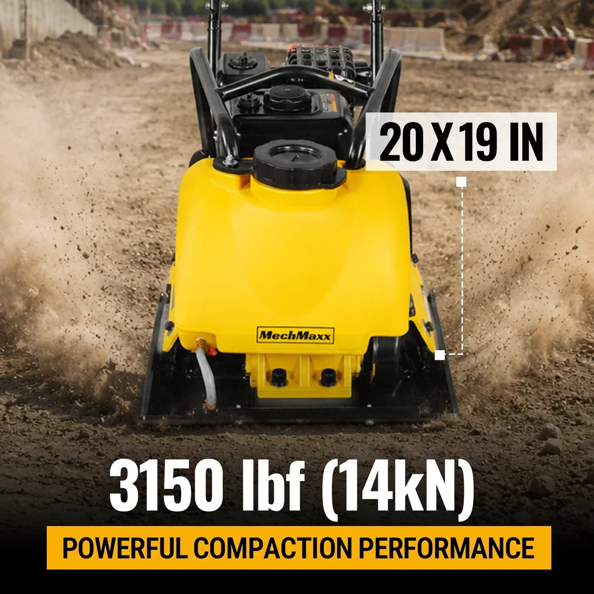 5.8 HP Vibratory Plate Compactor with Wheel Kit, 3150 lb Centrifugal Force for Soil, Gravel, Asphalt and Paver Base, PC80Z