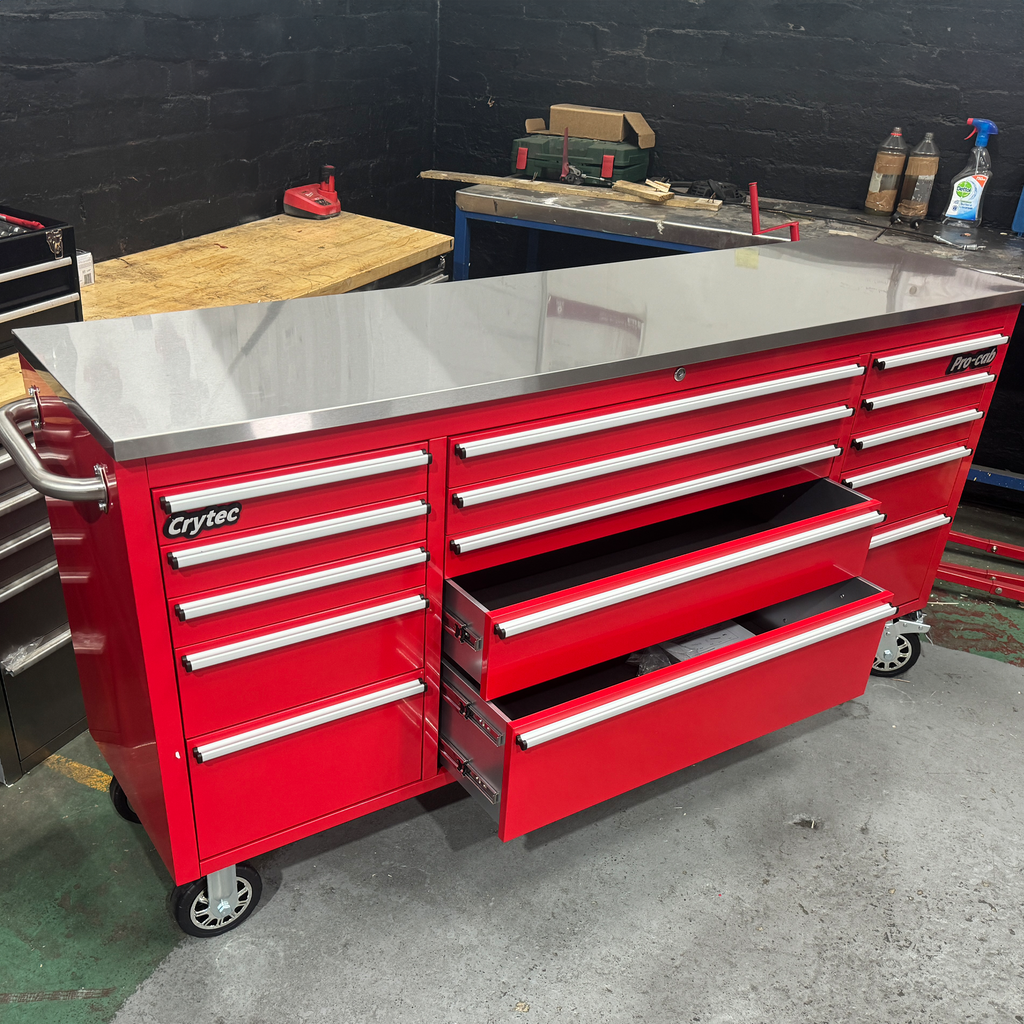 Crytec Pro Cab Red 72 inch Stainless Steel Top Tool Cabinet Snap On Style Box