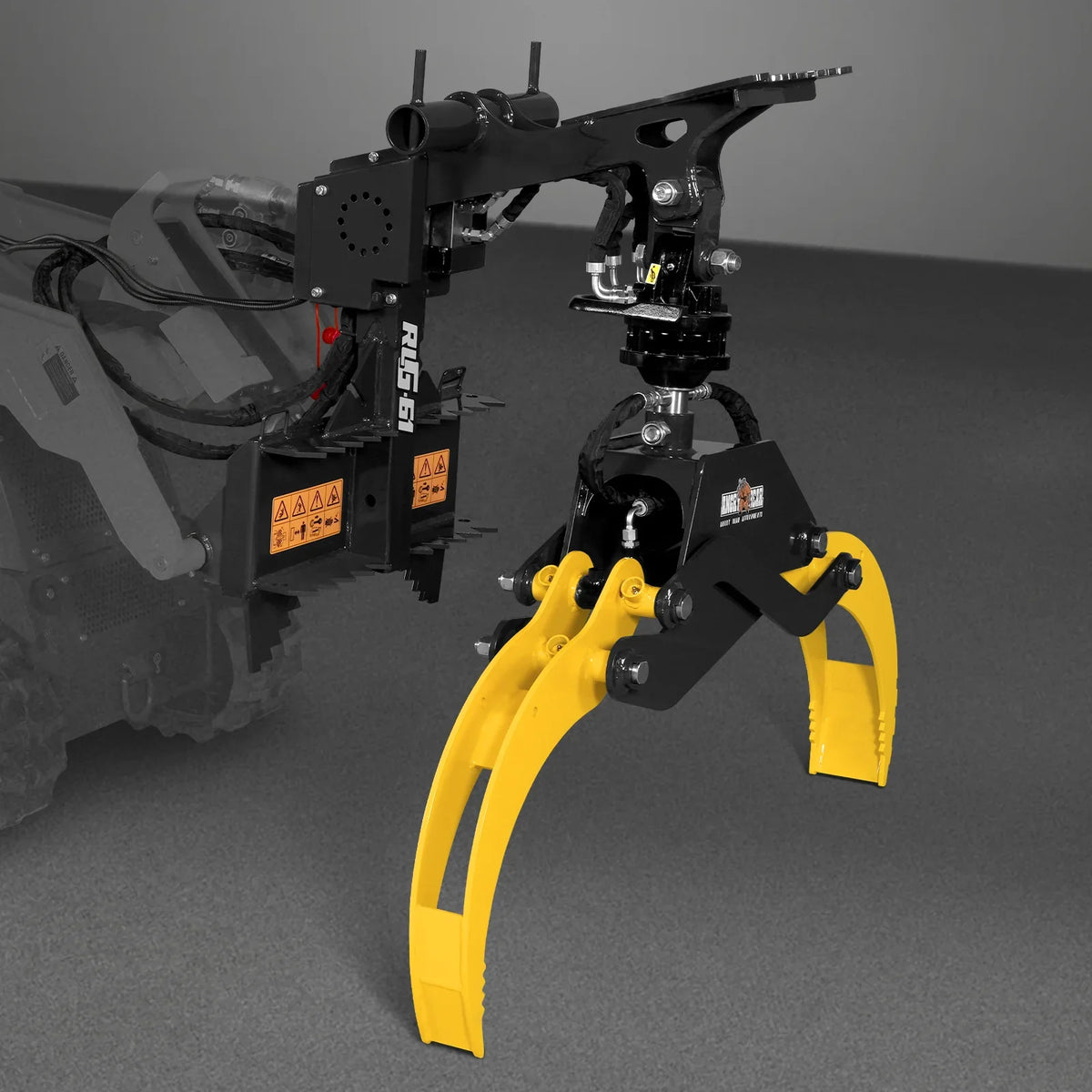59" Multi-purpose Hydraulic Rotating Log Grapple For Mini Skid Steer, 1500lbs Lift Capacity, 360° Rotational Ability