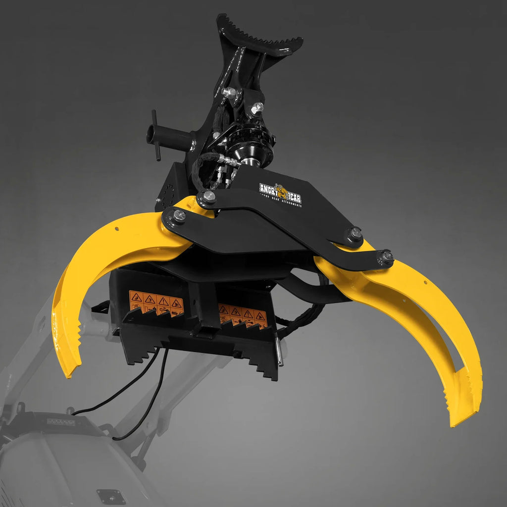 59" Multi-purpose Hydraulic Rotating Log Grapple For Mini Skid Steer, 1500lbs Lift Capacity, 360° Rotational Ability