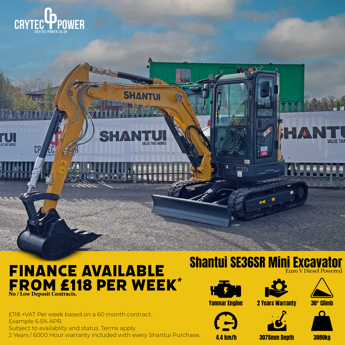 EX Demo Shantui SE36SR Mini Excavator | Yanmar Engine Euro Stage 5 | 3800kg | 3 Cylinder