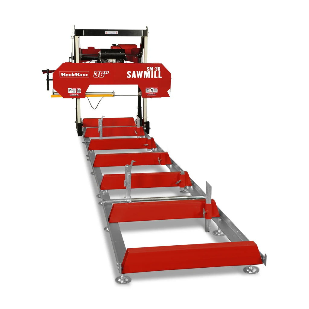 MechMaxx 36" MAX Portable Sawmill,  25HP 688cc HONDA GX690 V-Twin Engine,  35" Board Width,  20' Track Length,  (10 Blades Included) SM36HMAX