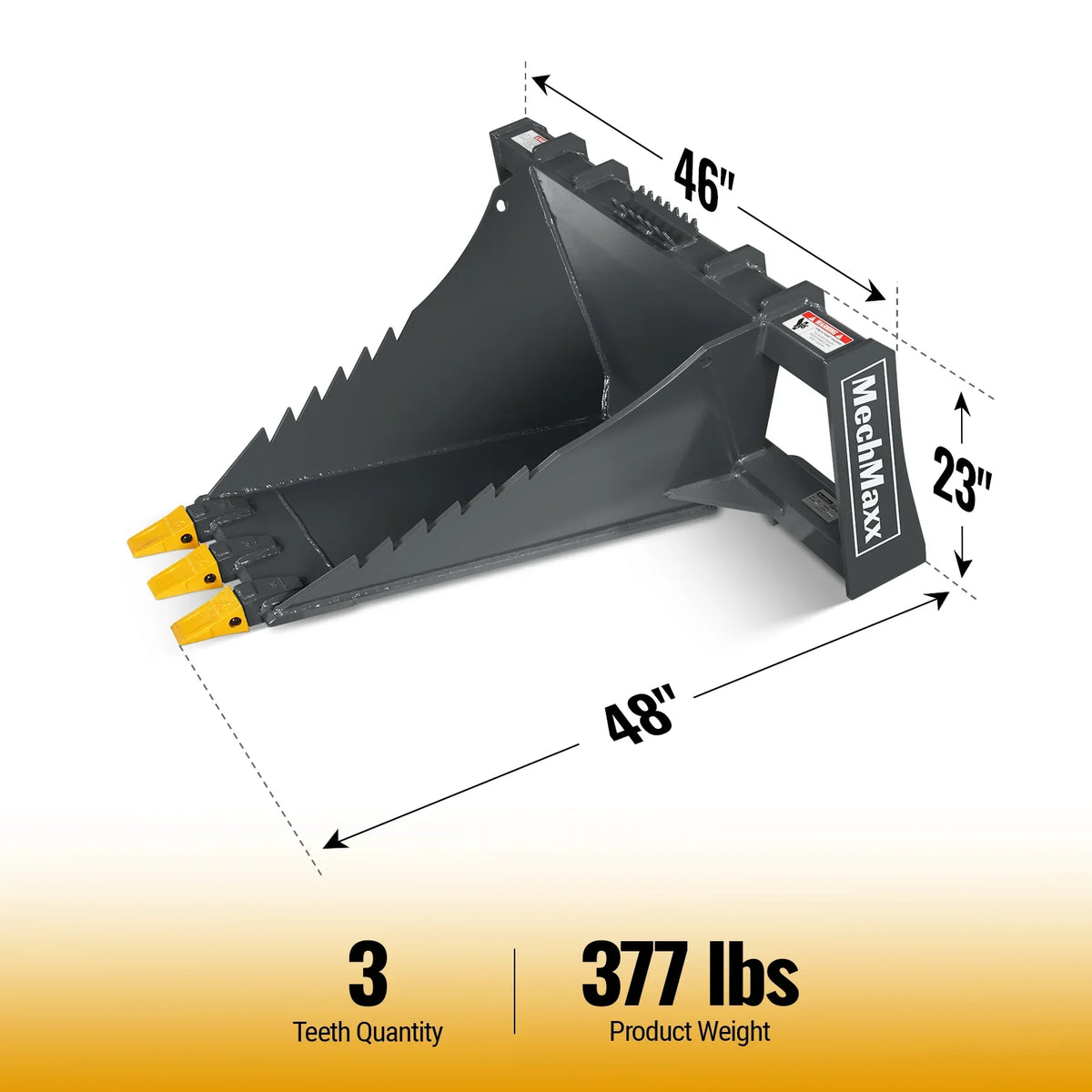 48" Skid Steer Stump Bucket Wrecker with Universal Quick Attach, Bolt-On Cutting Teeth, SBE53