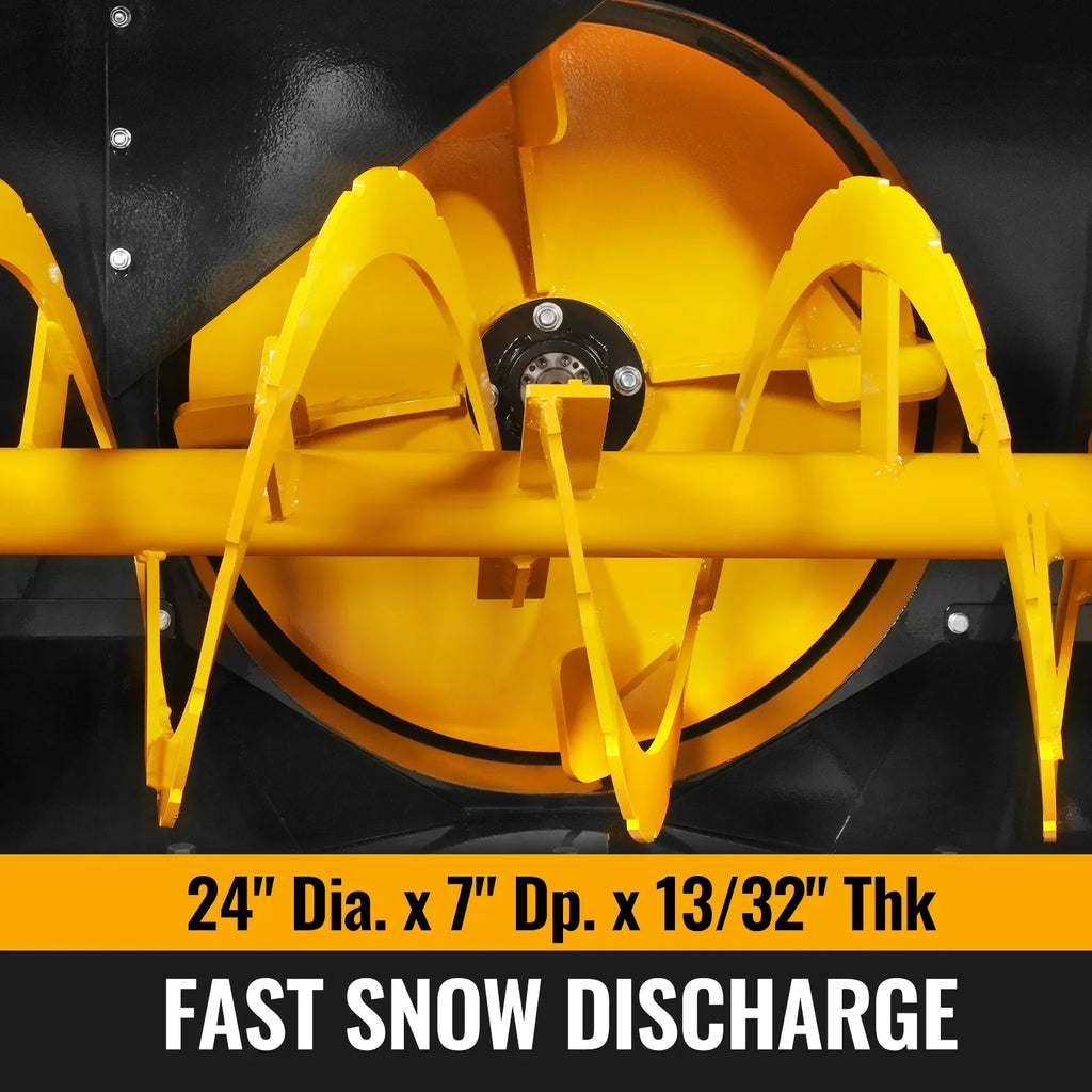 72" 3 Point PTO Snow Blower 24" Impeller Diameter 360° Snow Chute (PTO Shaft Included with Slip Clutch),  30-75 HP,  TSB72