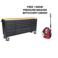 *COLLECTION ONLY* 72" Tool Cabinet | Wooden Top | Black | Stainless Steel | 15 Drawers |