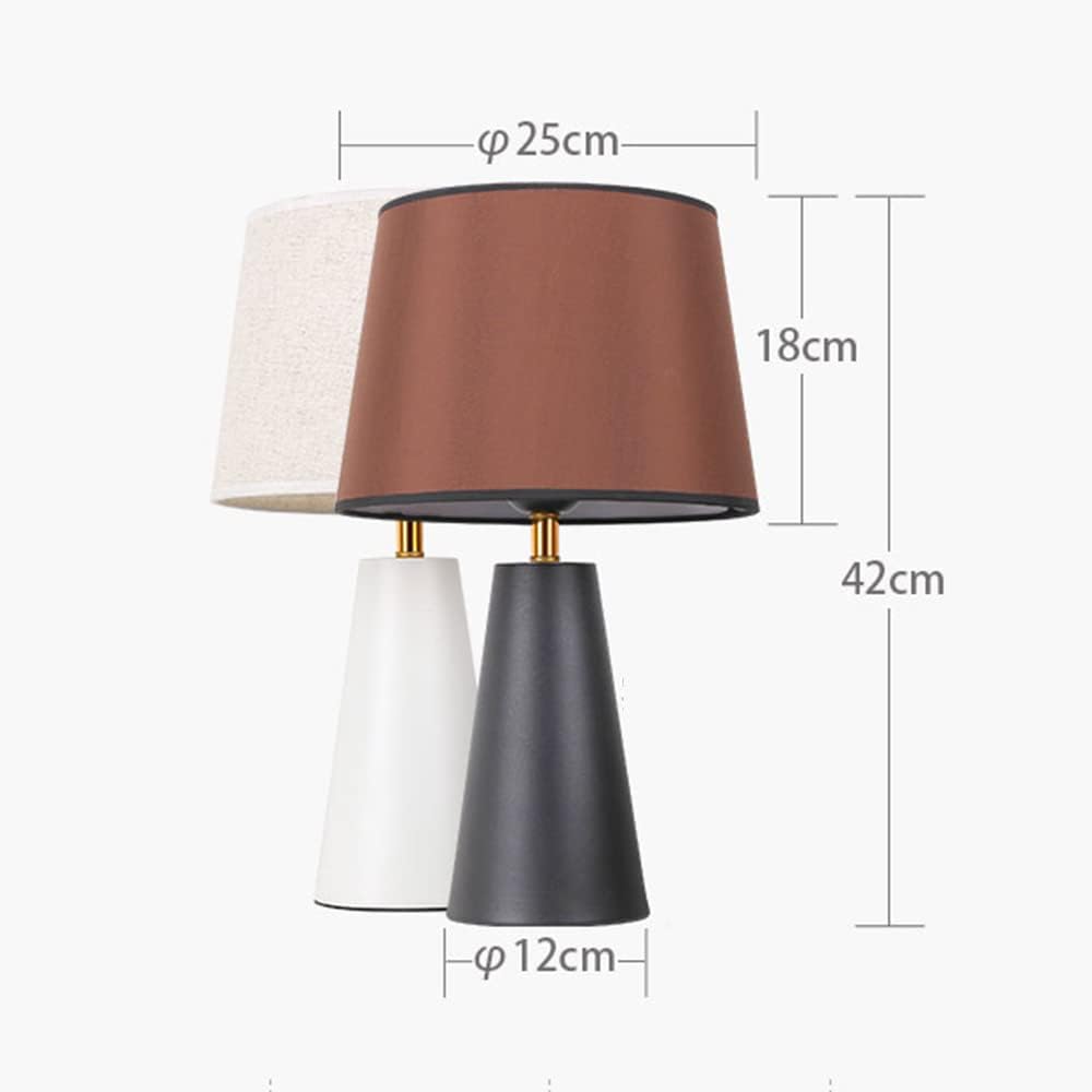 Luminiq Modern Bedside Table Lamp – Linen Shade, Black Metal Base