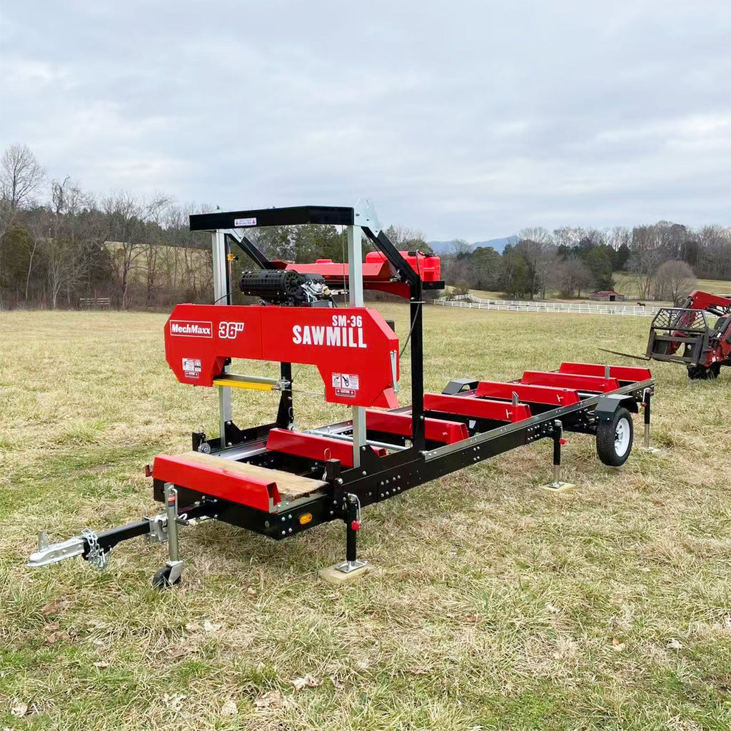 MechMaxx 36" MAX Portable Sawmill,  750cc 25HP ZONSEN V-Twin Engine,  36" Board Width,  20' Track Length,  ( 10 x Blades Included ) SM36MAX